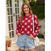 image:imageZESICA Womens Long Sleeve Crewneck Printed Knitted SweatersRed
