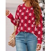 image:imageZESICA Womens Long Sleeve Crewneck Printed Knitted SweatersRed