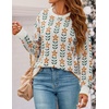 image:imageZESICA Womens Long Sleeve Crewneck Printed Knitted SweatersWhite