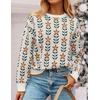 image:imageZESICA Womens Long Sleeve Crewneck Printed Knitted SweatersWhite