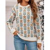 image:imageZESICA Womens Long Sleeve Crewneck Printed Knitted SweatersWhite