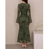 image:imageZESICA Womens Long Sleeve Floral Fall Bodycon Ruched Mesh Maxi Formal DressArmy