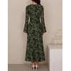 image:imageZESICA Womens Long Sleeve Floral Fall Bodycon Ruched Mesh Maxi Formal DressArmy Green