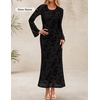 image:imageZESICA Womens Long Sleeve Floral Fall Bodycon Ruched Mesh Maxi Formal DressBlack
