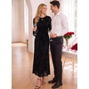 image:imageZESICA Womens Long Sleeve Floral Fall Bodycon Ruched Mesh Maxi Formal DressBlack