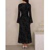 image:imageZESICA Womens Long Sleeve Floral Fall Bodycon Ruched Mesh Maxi Formal DressBlack