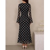 image:imageZESICA Womens Long Sleeve Floral Fall Bodycon Ruched Mesh Maxi Formal DressBlack Polka Dot