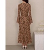 image:imageZESICA Womens Long Sleeve Floral Fall Bodycon Ruched Mesh Maxi Formal DressBrown