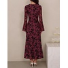 image:imageZESICA Womens Long Sleeve Floral Fall Bodycon Ruched Mesh Maxi Formal DressBurgundy