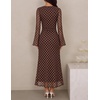 image:imageZESICA Womens Long Sleeve Floral Fall Bodycon Ruched Mesh Maxi Formal DressCoffee Polka Dot