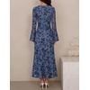 image:imageZESICA Womens Long Sleeve Floral Fall Bodycon Ruched Mesh Maxi Formal DressDusty Blue
