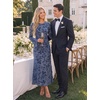 image:imageZESICA Womens Long Sleeve Floral Fall Bodycon Ruched Mesh Maxi Formal DressDusty Blue