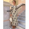 image:imageZESICA Womens Long Sleeve Floral Fall Bodycon Ruched Mesh Maxi Formal DressFloral Apricot