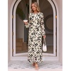 image:imageZESICA Womens Long Sleeve Floral Fall Bodycon Ruched Mesh Maxi Formal DressFloral Apricot