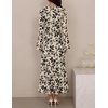 image:imageZESICA Womens Long Sleeve Floral Fall Bodycon Ruched Mesh Maxi Formal DressFloral Apricot