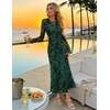 image:imageZESICA Womens Long Sleeve Floral Fall Bodycon Ruched Mesh Maxi Formal DressGreen