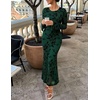 image:imageZESICA Womens Long Sleeve Floral Fall Bodycon Ruched Mesh Maxi Formal DressGreen