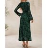 image:imageZESICA Womens Long Sleeve Floral Fall Bodycon Ruched Mesh Maxi Formal DressGreen