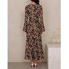 image:imageZESICA Womens Long Sleeve Floral Fall Bodycon Ruched Mesh Maxi Formal DressKhaki