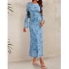 image:imageZESICA Womens Long Sleeve Floral Fall Bodycon Ruched Mesh Maxi Formal DressLight Blue