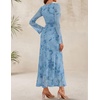 image:imageZESICA Womens Long Sleeve Floral Fall Bodycon Ruched Mesh Maxi Formal DressLight Blue