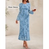 image:imageZESICA Womens Long Sleeve Floral Fall Bodycon Ruched Mesh Maxi Formal DressLight Blue