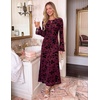 image:imageZESICA Womens Long Sleeve Floral Fall Bodycon Ruched Mesh Maxi Formal DressMauve