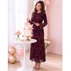image:imageZESICA Womens Long Sleeve Floral Fall Bodycon Ruched Mesh Maxi Formal DressMauve