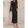 image:imageZESICA Womens Long Sleeve Floral Fall Bodycon Ruched Mesh Maxi Formal DressSolid Black