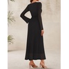 image:imageZESICA Womens Long Sleeve Floral Fall Bodycon Ruched Mesh Maxi Formal DressSolid Black