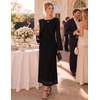 image:imageZESICA Womens Long Sleeve Floral Fall Bodycon Ruched Mesh Maxi Formal DressSolid Black