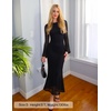 image:imageZESICA Womens Long Sleeve Floral Fall Bodycon Ruched Mesh Maxi Formal DressSolid Black