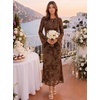 image:imageZESICA Womens Long Sleeve Floral Fall Bodycon Ruched Mesh Maxi Formal DressTie Dye Brown