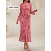 image:imageZESICA Womens Long Sleeve Floral Fall Bodycon Ruched Mesh Maxi Formal DressTie Dye Pink