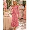 image:imageZESICA Womens Long Sleeve Floral Fall Bodycon Ruched Mesh Maxi Formal DressTie Dye Pink