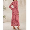 image:imageZESICA Womens Long Sleeve Floral Fall Bodycon Ruched Mesh Maxi Formal DressTie Dye Pink