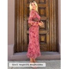 image:imageZESICA Womens Long Sleeve Floral Fall Bodycon Ruched Mesh Maxi Formal DressTie Dye Pink