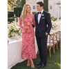 image:imageZESICA Womens Long Sleeve Floral Fall Bodycon Ruched Mesh Maxi Formal DressTie Dye Pink