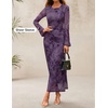 image:imageZESICA Womens Long Sleeve Floral Fall Bodycon Ruched Mesh Maxi Formal DressTie Dye Purple