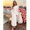 image:imageZESICA Womens Long Sleeve Floral Fall Bodycon Ruched Mesh Maxi Formal DressWhite