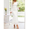 image:imageZESICA Womens Long Sleeve Floral Fall Bodycon Ruched Mesh Maxi Formal DressWhite
