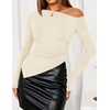 image:imageZESICA Womens Off The Shoulder Asymmetrical Going Out TopsApricot