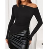 image:imageZESICA Womens Off The Shoulder Asymmetrical Going Out TopsBlack