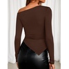 image:imageZESICA Womens Off The Shoulder Asymmetrical Going Out TopsCoffee