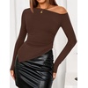 image:imageZESICA Womens Off The Shoulder Asymmetrical Going Out TopsCoffee