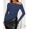 image:imageZESICA Womens Off The Shoulder Asymmetrical Going Out TopsNavy
