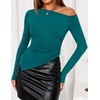 image:imageZESICA Womens Off The Shoulder Asymmetrical Going Out TopsTeal