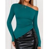 image:imageZESICA Womens Off The Shoulder Asymmetrical Going Out TopsTeal
