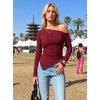 image:imageZESICA Womens Off The Shoulder Asymmetrical Going Out TopsWine