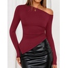 image:imageZESICA Womens Off The Shoulder Asymmetrical Going Out TopsWine